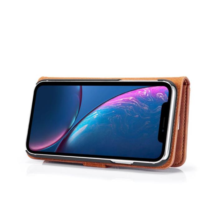 DG.MING - DG.MING iPhone XR Fodral i Split Läder med Ställfunktion - Brun