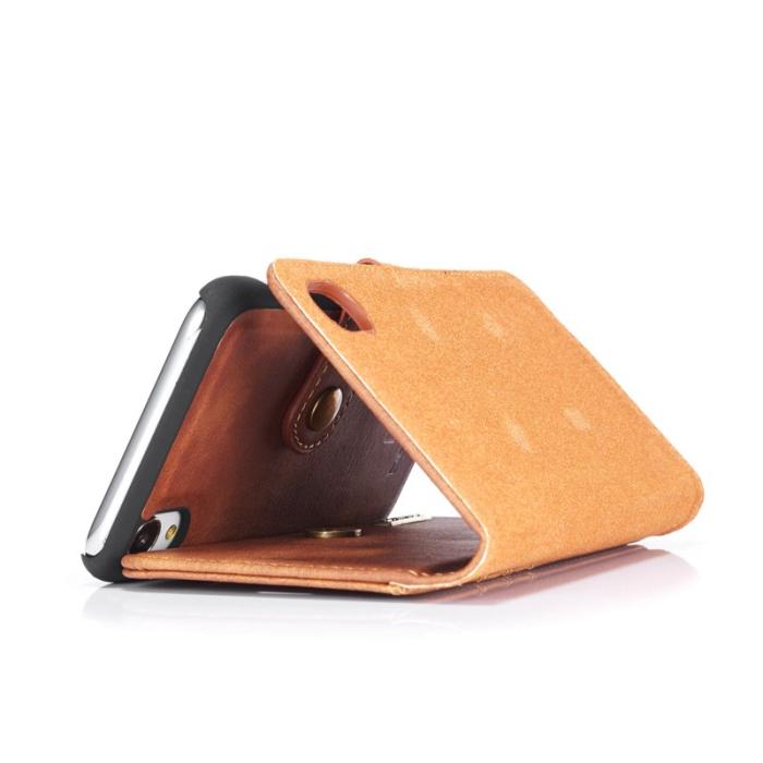 DG.MING - DG.MING iPhone XR Fodral i Split Läder med Ställfunktion - Brun