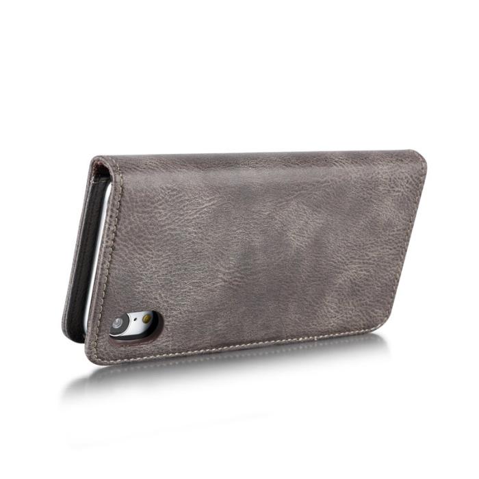 DG.MING - DG.MING iPhone XR Fodral i Split Läder med Ställfunktion - Grå