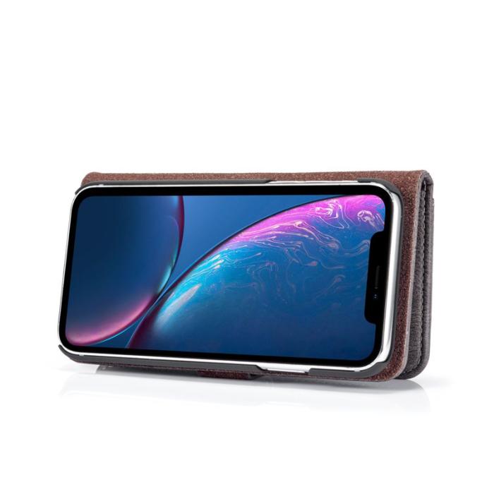 DG.MING - DG.MING iPhone XR Fodral i Split Läder med Ställfunktion - Grå