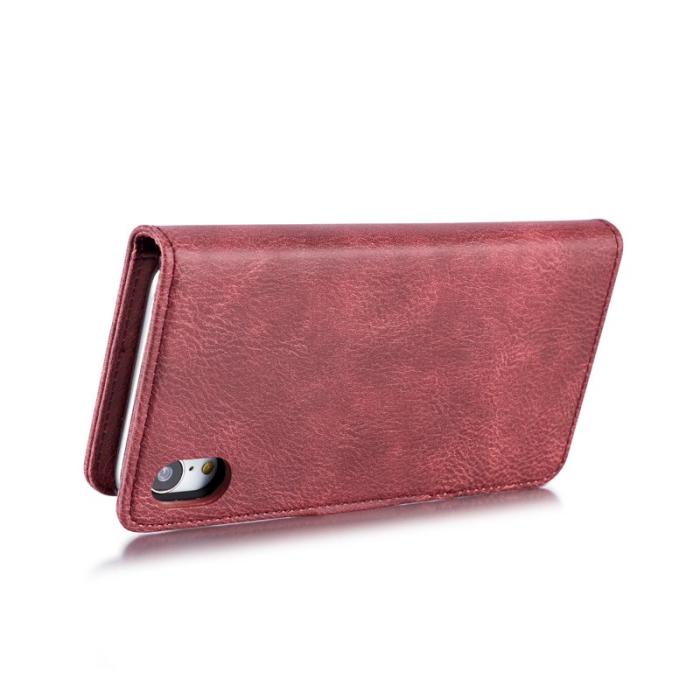 DG.MING - DG.MING iPhone XR Fodral i Split Läder med Ställfunktion Röd