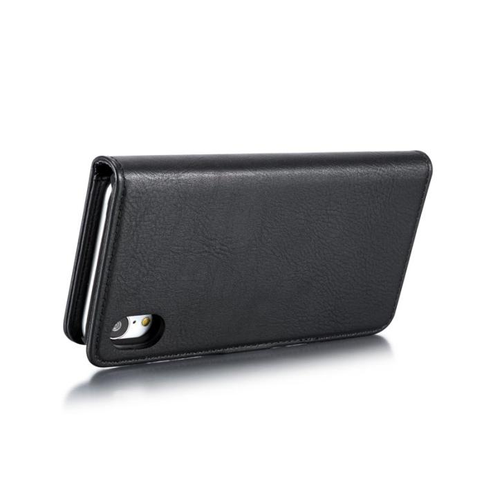 DG.MING - DG.MING iPhone XR Fodral i Split Läder med Ställfunktion - Svart