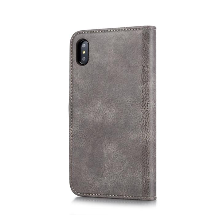 DG.MING - DG.MING iPhone XS Max Fodral 2-i-1 Delbart Läder Wallet Grå