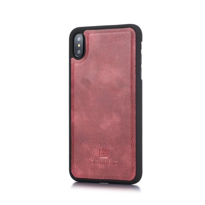 DG.MING - DG.MING iPhone XS Max Fodral 2-i-1 Läder Wallet Röd