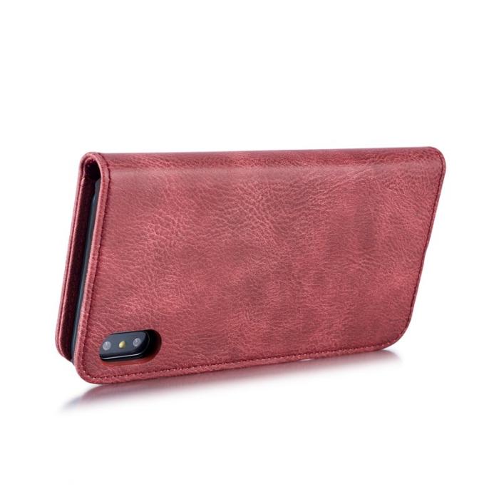 DG.MING - DG.MING iPhone XS Max Fodral 2-i-1 Läder Wallet Röd