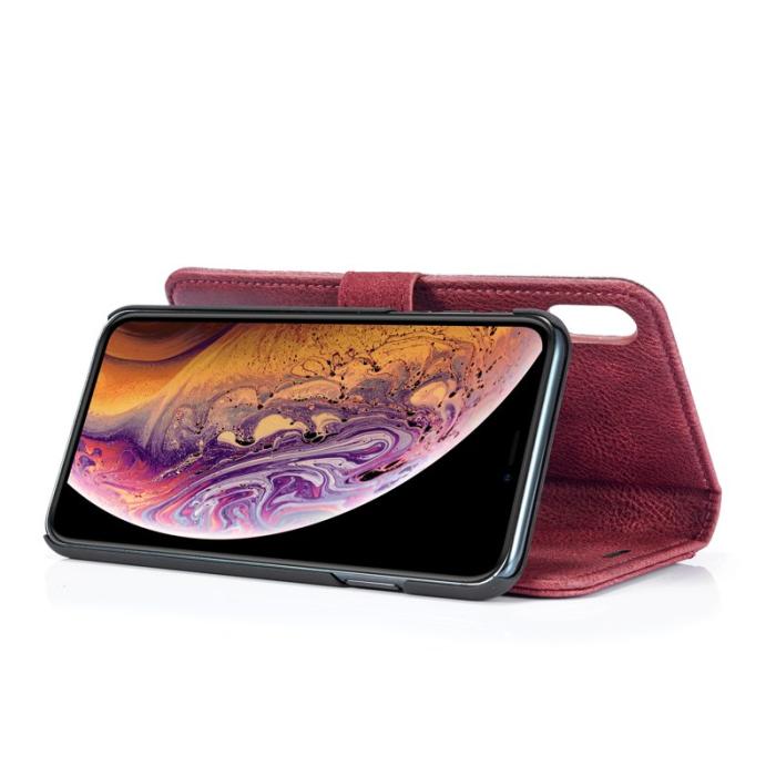 DG.MING - DG.MING iPhone XS Max Fodral 2-i-1 Läder Wallet Röd