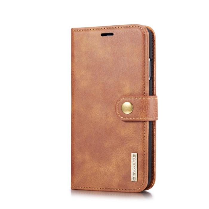 DG.MING - DG.MING iPhone XS Max Fodral 2-i-1 Läder Wallet Skal - Brun
