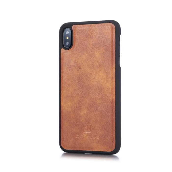 DG.MING - DG.MING iPhone XS Max Fodral 2-i-1 Läder Wallet Skal - Brun
