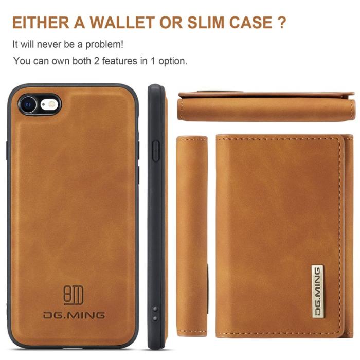 DG.MING - DG.MING M1 2-in-1 Magnetiskt Läderfodral i Brunt för iPhone 7/8/SE