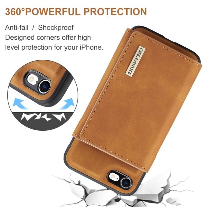 DG.MING - DG.MING M1 2-in-1 Magnetiskt Läderfodral i Brunt för iPhone 7/8/SE