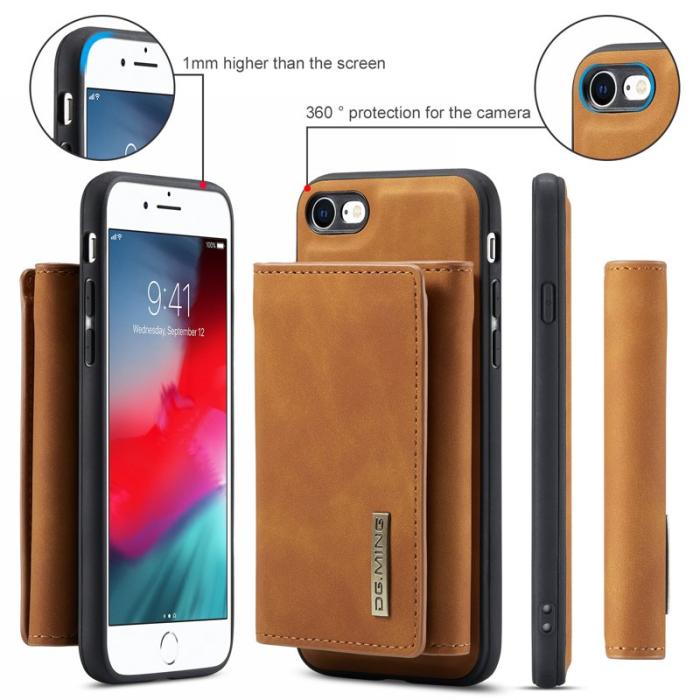 DG.MING - DG.MING M1 2-in-1 Magnetiskt Läderfodral i Brunt för iPhone 7/8/SE