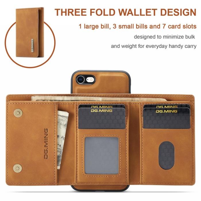 DG.MING - DG.MING M1 2-in-1 Magnetiskt Läderfodral i Brunt för iPhone 7/8/SE