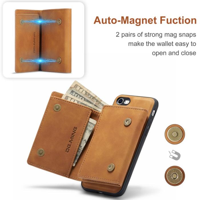 DG.MING - DG.MING M1 2-in-1 Magnetiskt Läderfodral i Brunt för iPhone 7/8/SE