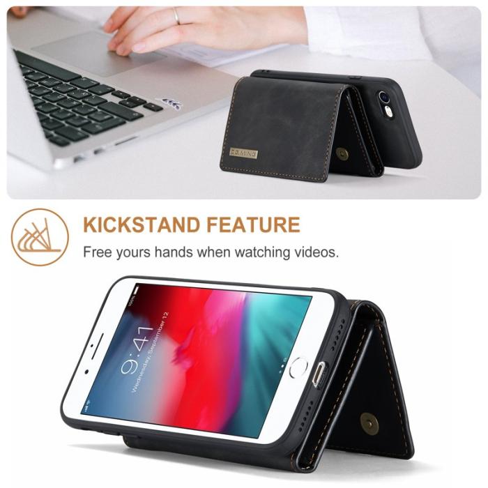 DG.MING - DG.MING M1 2-in-1 Magnetiskt Läderfodral i Svart för iPhone 7/8/SE
