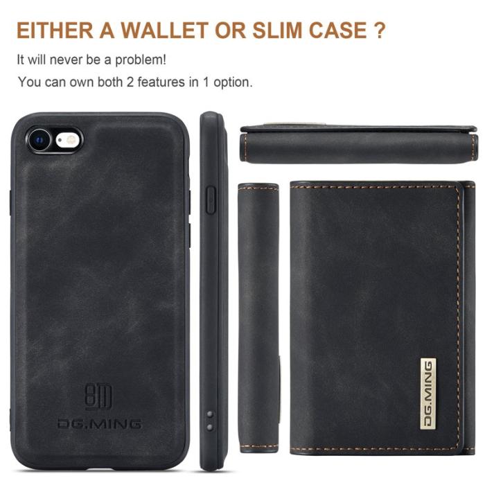 DG.MING - DG.MING M1 2-in-1 Magnetiskt Läderfodral i Svart för iPhone 7/8/SE