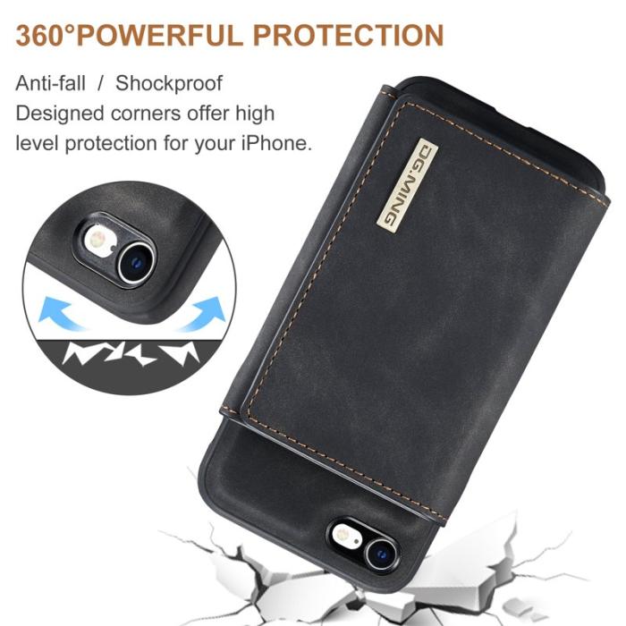 DG.MING - DG.MING M1 2-in-1 Magnetiskt Läderfodral i Svart för iPhone 7/8/SE