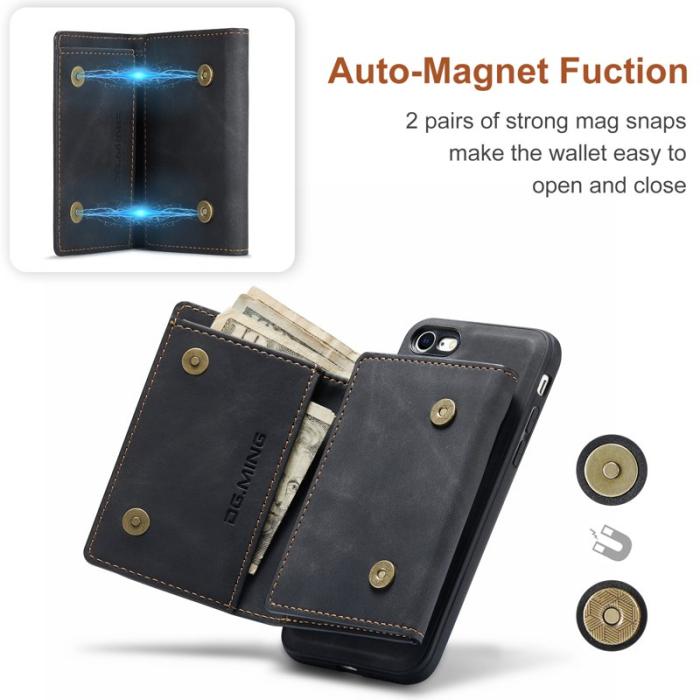 DG.MING - DG.MING M1 2-in-1 Magnetiskt Läderfodral i Svart för iPhone 7/8/SE