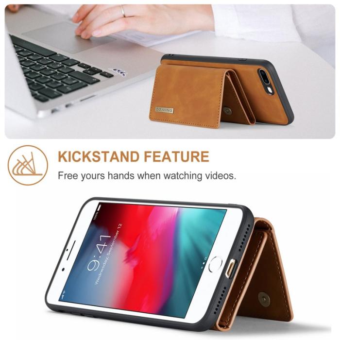 DG.MING - DG.MING M1 Kickstand Fodral i Läder för iPhone 7/8 Plus - Brun