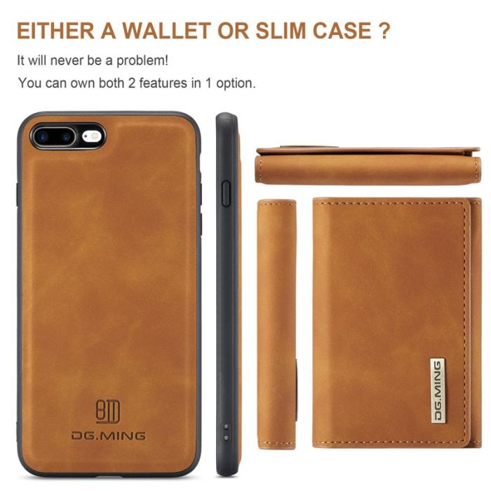 DG.MING - DG.MING M1 Kickstand Fodral i Läder för iPhone 7/8 Plus - Brun