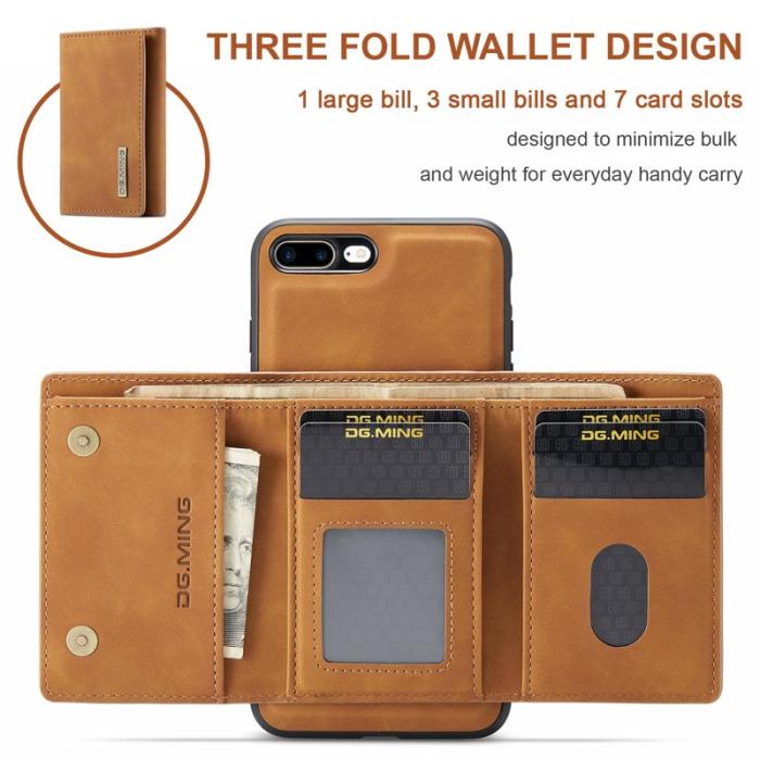 DG.MING - DG.MING M1 Kickstand Fodral i Läder för iPhone 7/8 Plus - Brun