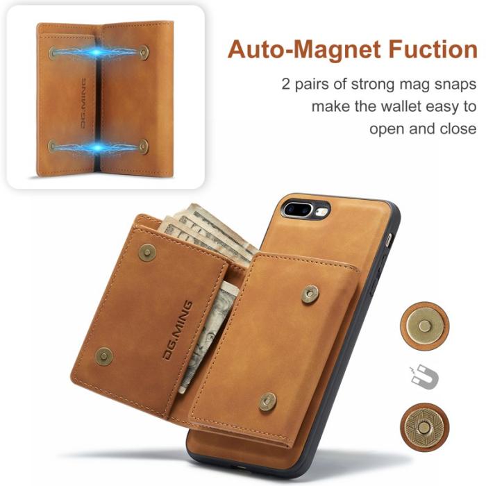 DG.MING - DG.MING M1 Kickstand Fodral i Läder för iPhone 7/8 Plus - Brun
