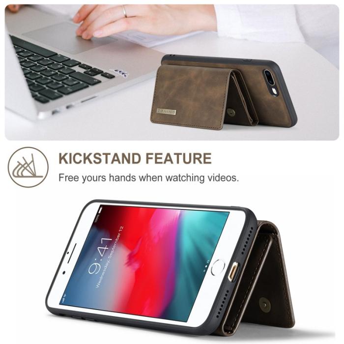 DG.MING - DG.MING M1 Kickstand Fodral i Läder för iPhone 7/8 Plus - Kaffe