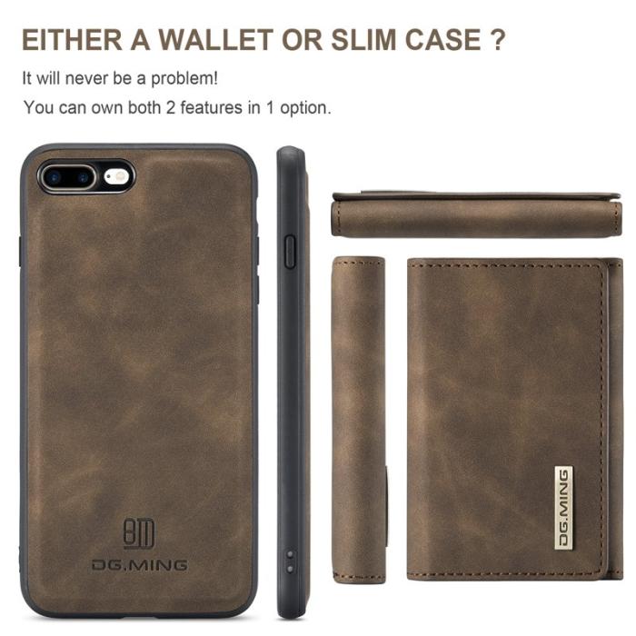 DG.MING - DG.MING M1 Kickstand Fodral i Läder för iPhone 7/8 Plus - Kaffe