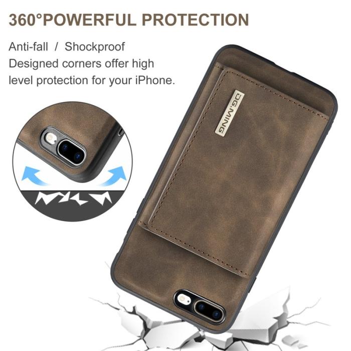 DG.MING - DG.MING M1 Kickstand Fodral i Läder för iPhone 7/8 Plus - Kaffe