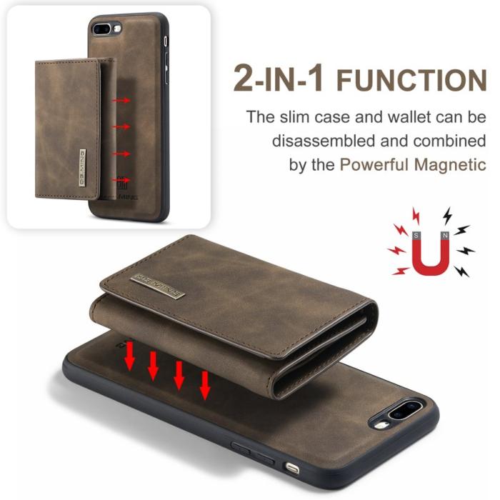 DG.MING - DG.MING M1 Kickstand Fodral i Läder för iPhone 7/8 Plus - Kaffe