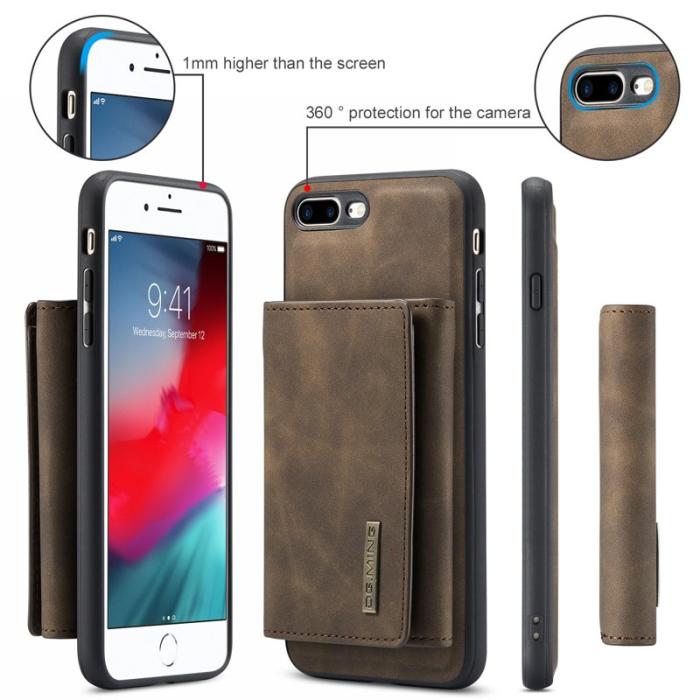 DG.MING - DG.MING M1 Kickstand Fodral i Läder för iPhone 7/8 Plus - Kaffe