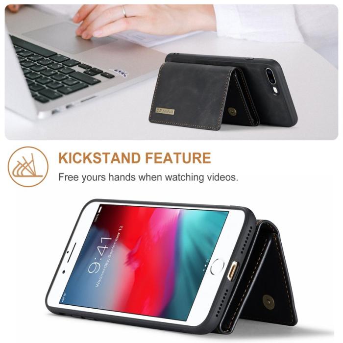 DG.MING - DG.MING M1 Kickstand Fodral i Läder för iPhone 7/8 Plus - Svart