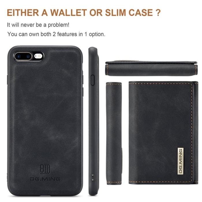 DG.MING - DG.MING M1 Kickstand Fodral i Läder för iPhone 7/8 Plus - Svart
