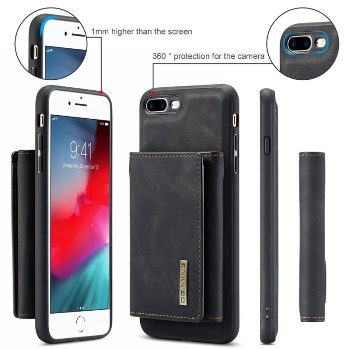 DG.MING - DG.MING M1 Kickstand Fodral i Läder för iPhone 7/8 Plus - Svart