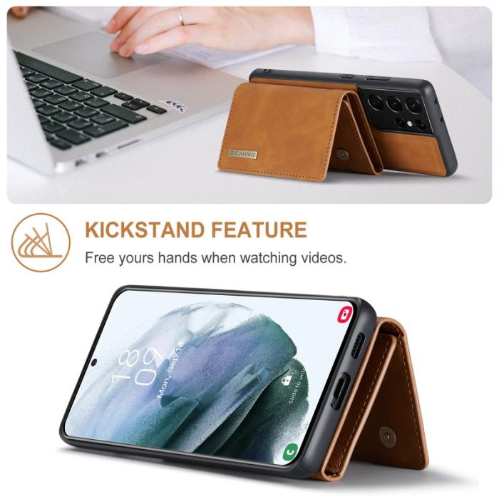DG.MING - DG.MING M1 Kickstand PU Leather Fodral Samsung Galaxy S21 Ultra Brown
