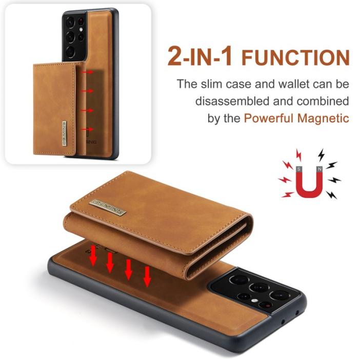 DG.MING - DG.MING M1 Kickstand PU Leather Fodral Samsung Galaxy S21 Ultra Brown