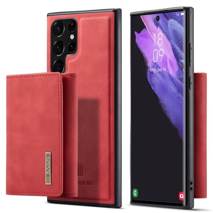 DG.MING - DG.MING M1 Series 2-in-1 Plånboksfodral Samsung Galaxy S22 Ultra Röd