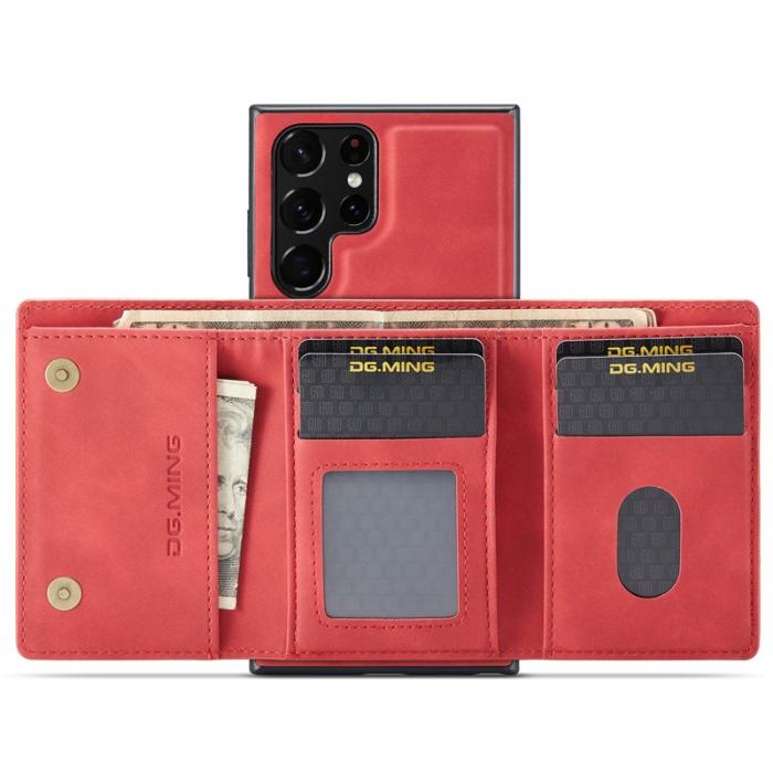 DG.MING - DG.MING M1 Series 2-in-1 Plånboksfodral Samsung Galaxy S22 Ultra Röd
