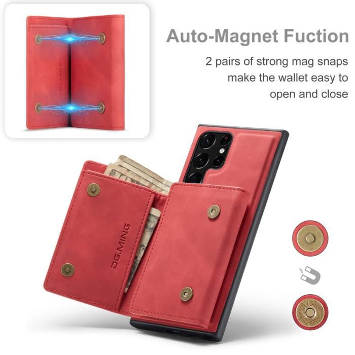 DG.MING - DG.MING M1 Series 2-in-1 Plånboksfodral Samsung Galaxy S22 Ultra Röd