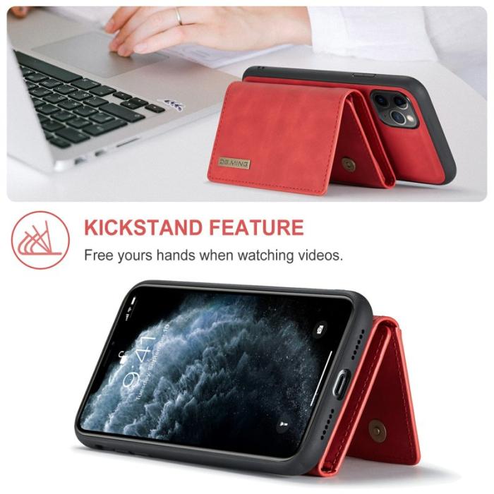 DG.MING - DG.MING M1 Series 2-in-1 Wallet Skal med Ställ för iPhone 11 Pro Max - Röd