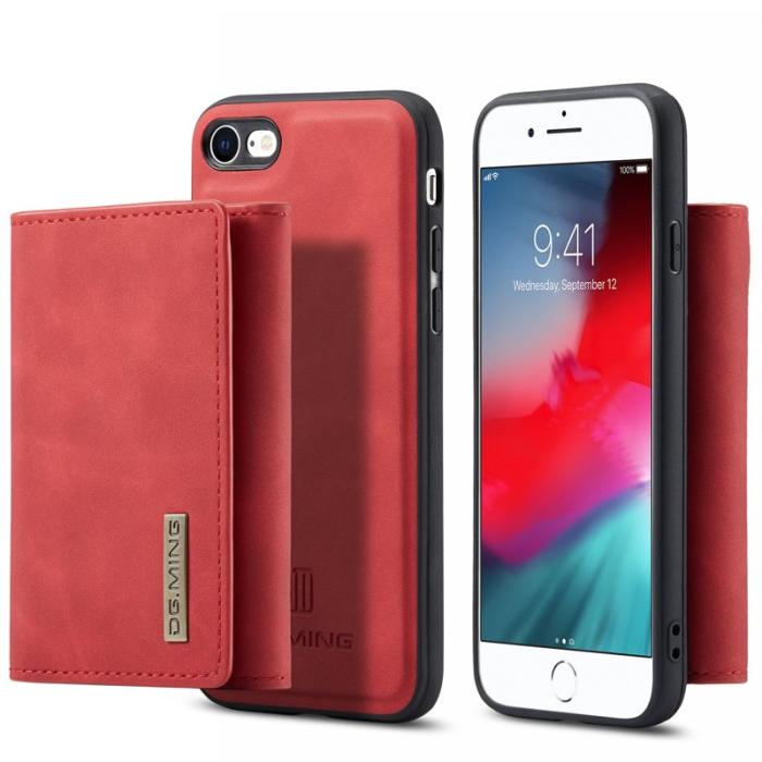 DG.MING - DG.MING M1 Series Fodral i Läder med Ställ i Röd för iPhone 7/8/SE
