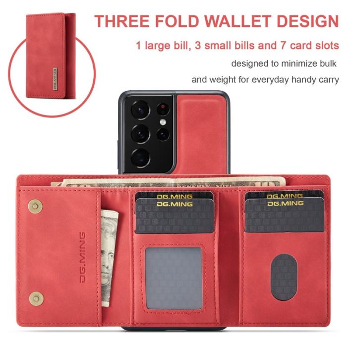 DG.MING - DG.MING M1 Series Fodral med Ställ för Samsung Galaxy S21 Ultra - Röd