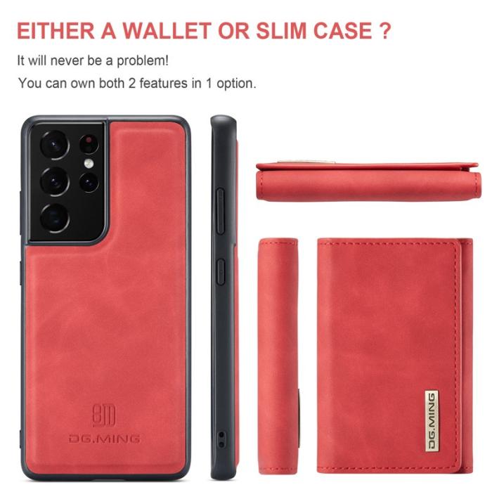 DG.MING - DG.MING M1 Series Fodral med Ställ för Samsung Galaxy S21 Ultra - Röd