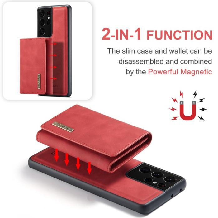 DG.MING - DG.MING M1 Series Fodral med Ställ för Samsung Galaxy S21 Ultra - Röd