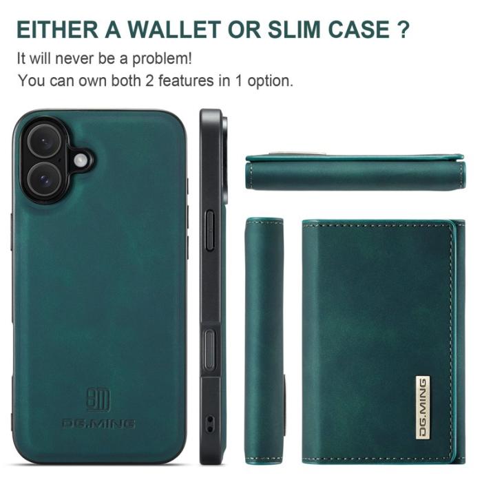 DG.MING - DG.MING M1 Series iPhone 16 Skal med Ställning och Plånbok Grön