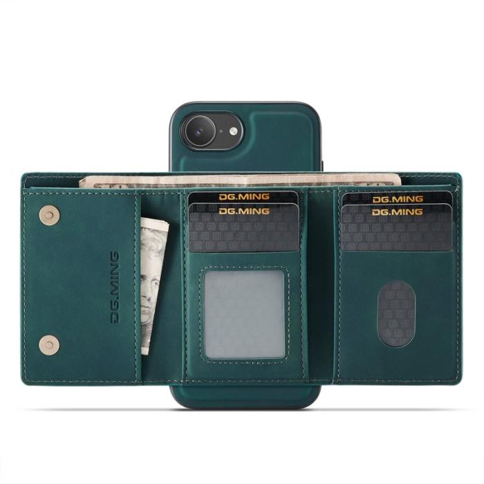 DG.MING - DG.MING M1 Series iPhone 16e Skal med Kickstand och Plånbok - Grön