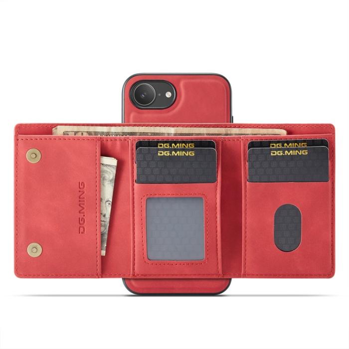 DG.MING - DG.MING M1 Series iPhone 16e Skal med Ställ och Plånbok - Röd