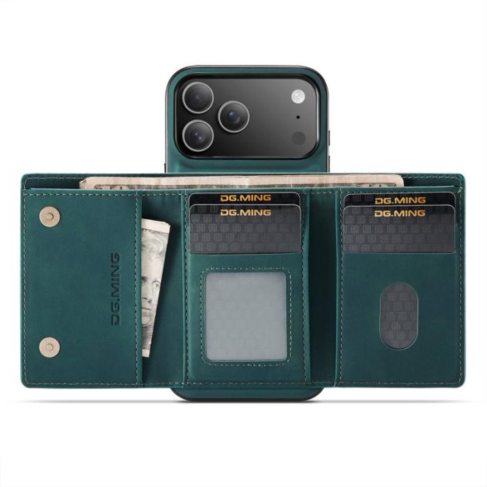 DG.MING - DG.MING M1 Series iPhone 17 Pro Skal Kickstand PU Grön