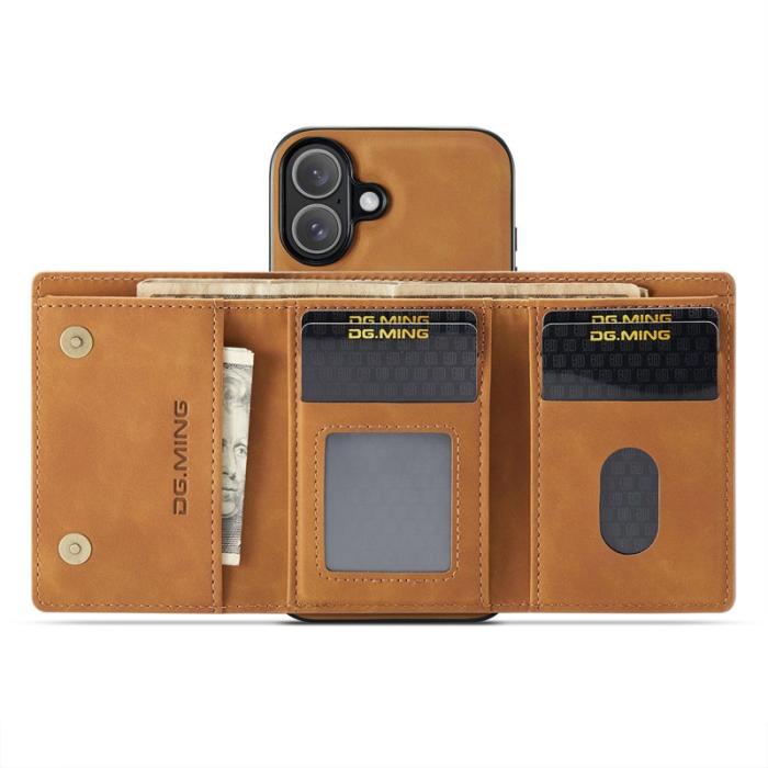 DG.MING - DG.MING M1 Series iPhone 17 Skal med Ställ och Plånbok - Brun