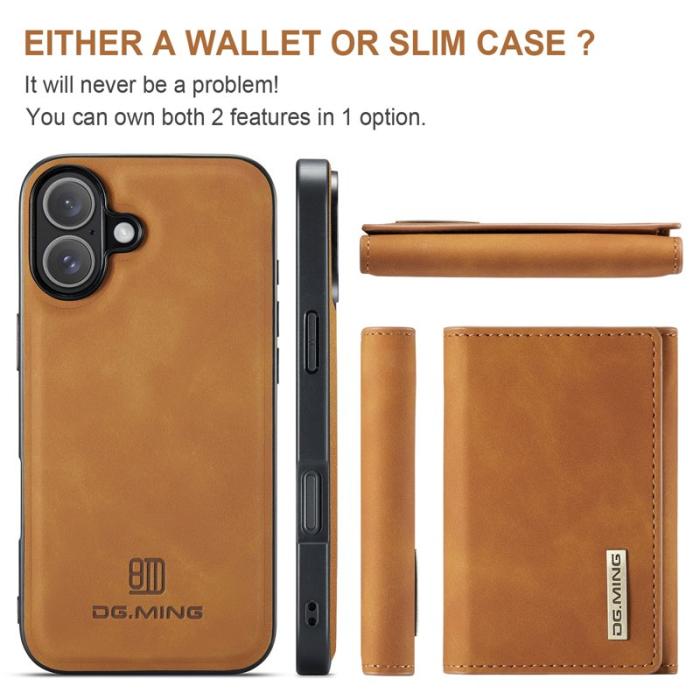 DG.MING - DG.MING M1 Series iPhone 17 Skal med Ställ och Plånbok - Brun