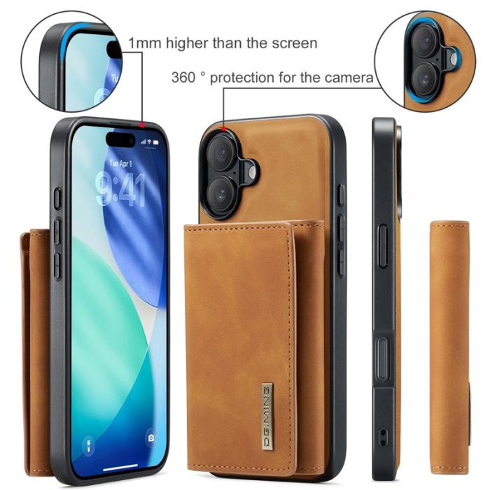 DG.MING - DG.MING M1 Series iPhone 17 Skal med Ställ och Plånbok - Brun